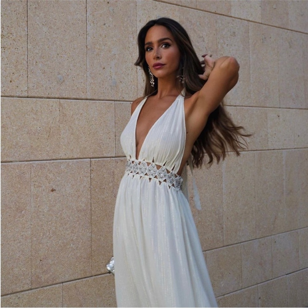 Zara limited edition bloggers favourite beaded cut out metallic thread dress - Picture 9 of 12